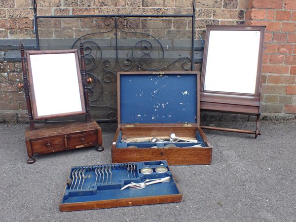 A VICTORIAN WALL MIRROR WITH TOWEL RAIL