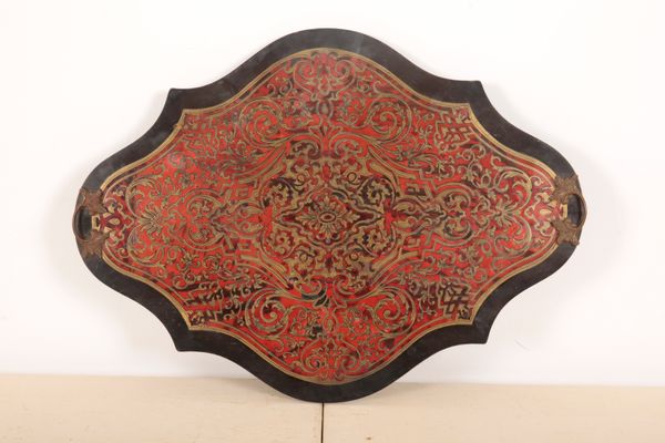 A 19TH CENTURY BOULLE WORK OVAL TRAY