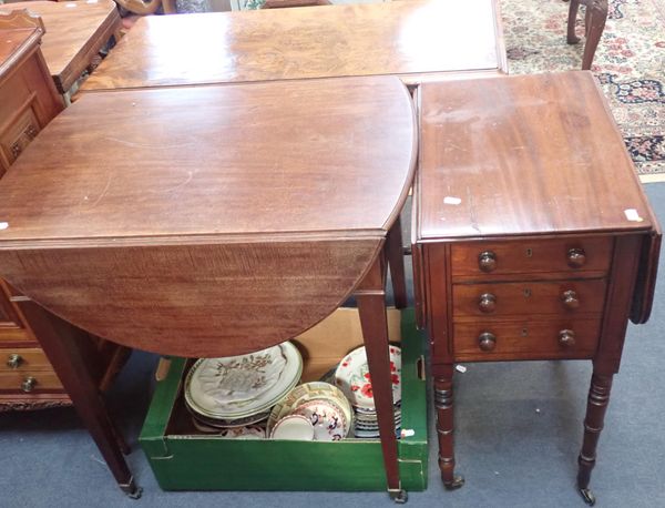 A 19th CENTURY MAHOGANY DROP-FLAP WORKTABLE