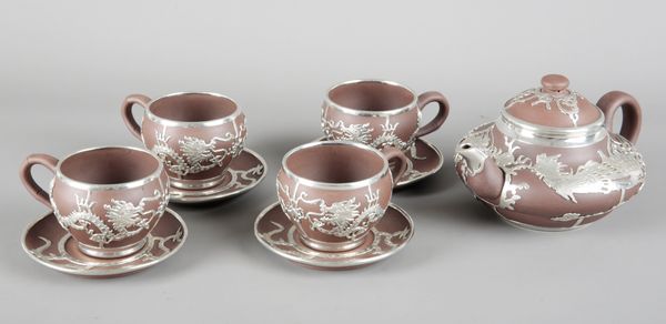 A CHINESE YIXING TEA SERVICE
