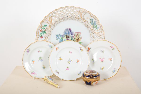 THREE MIESSEN STYLE PORCELAIN PLATES
