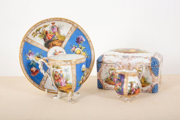 A DRESDEN PORCELAIN CABINET CUP AND SAUCER