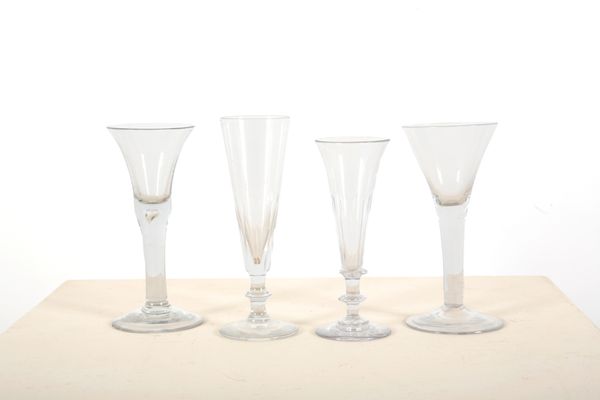 TWO GEORGE II ENGLISH WINE GLASSES