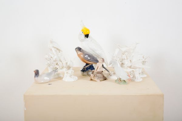A GROUP OF CERAMIC BIRDS BY J. T.  JONES