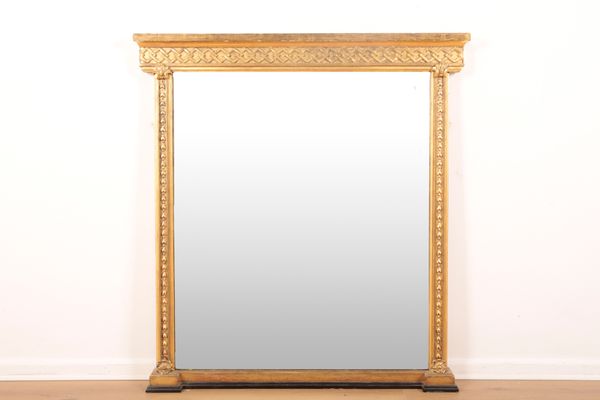 A GILTWOOD OVERMANTEL MIRROR