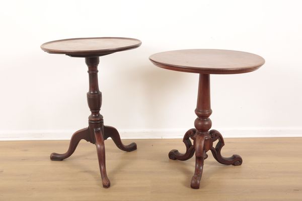 TWO MAHOGANY TRIPOD TABLES