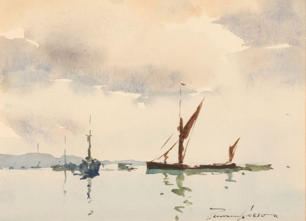 *EDWARD WESSON (1910-1983) 'Barges in a Calm'