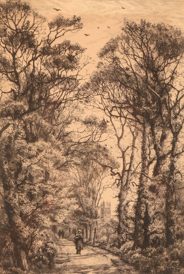 FREDERICK ALBERT SLOCOMBE (1847-1920) 'A College Walk, Oxford'