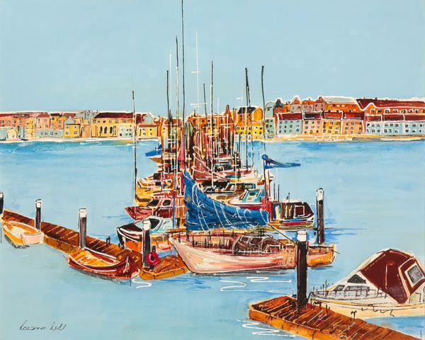 *ROZANNE BELL (B. 1962) Harbour scene with yachts