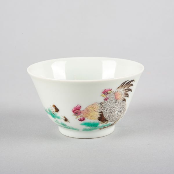 A CHINESE PORCELAIN FAMILLE ROSE 'CHICKEN' CUP