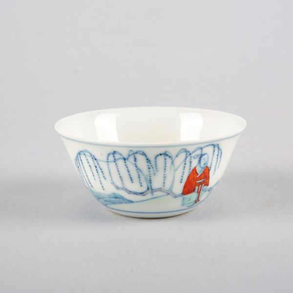 A CHINESE PORCELAIN DOUCAI 'WANG XIZHI' TEABOWL