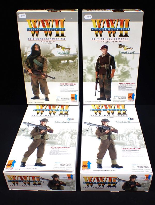 FOUR DRAGON MODELS WWII ACTION FIGURES