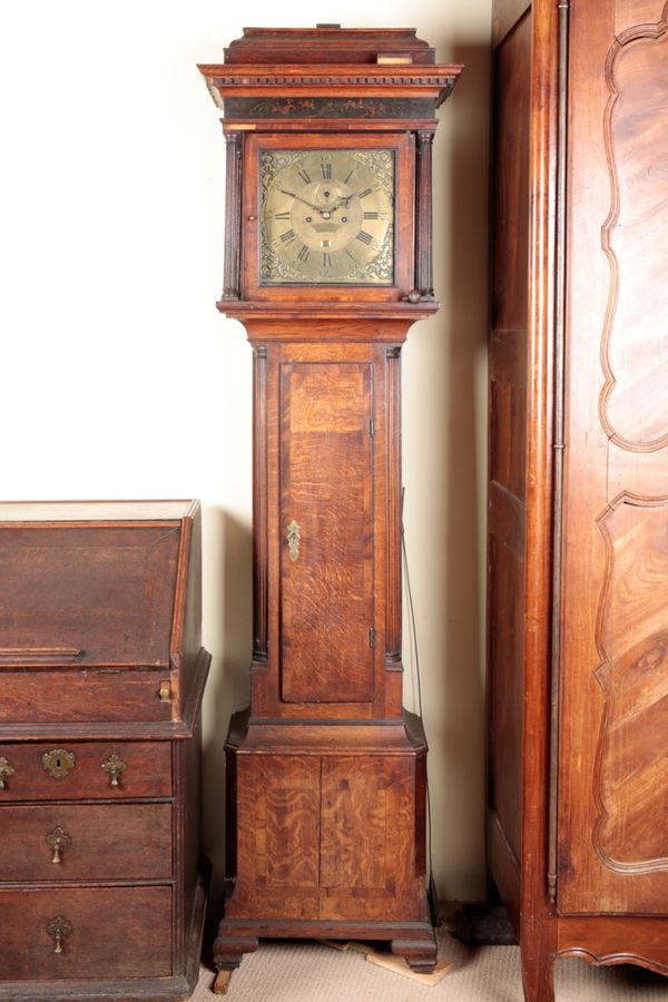 AN OAK AND MAHOGANY BANDED LONGCASE CLOCK BY JOHNATHAN ALLEN OF MACCLESFIELD