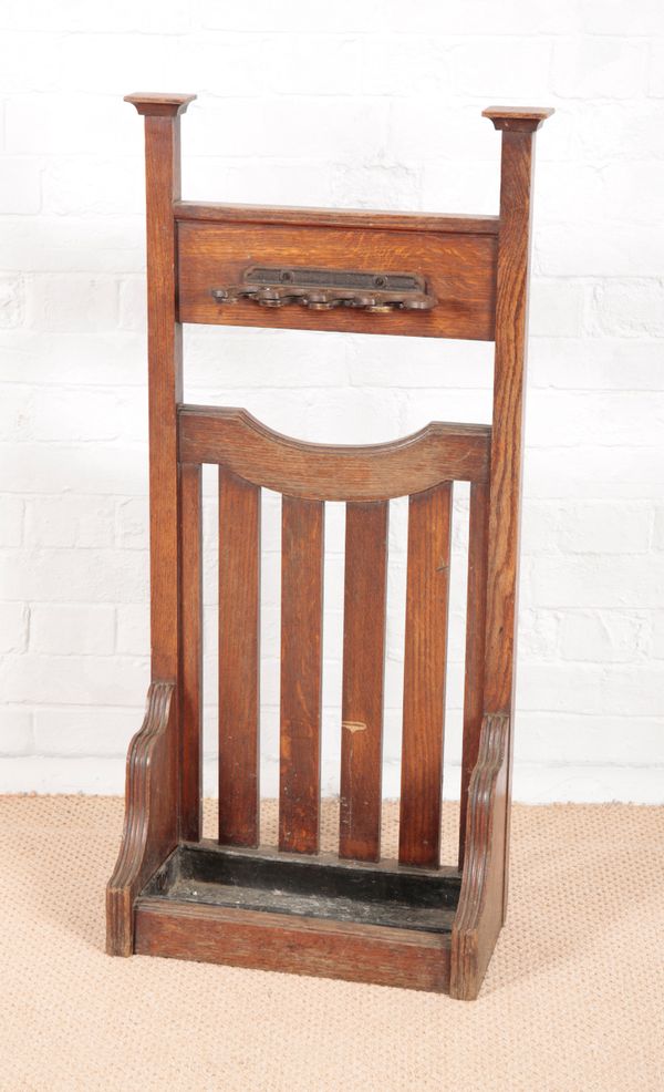 A LATE VICTORIAN ARTS AND CRAFTS SNOOKER CUE OR UMBRELLA STAND