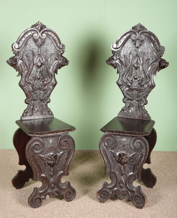 A PAIR OF 'SGABELLO' HALL CHAIRS