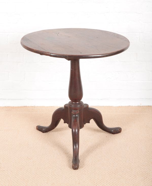 A GEORGE II OAK TILT-TOP BIRDCAGE OCCASIONAL TABLE