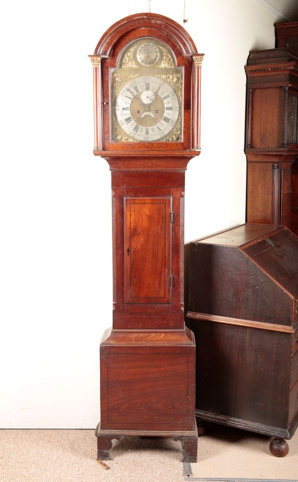 A LATE GEORGE III MAHOGANY LONGCASE CLOCK