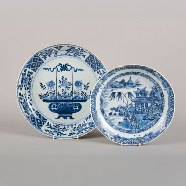 TWO SIMILAR CHINESE EXPORT PORCELAIN BLUE AND WHITE BOWLS