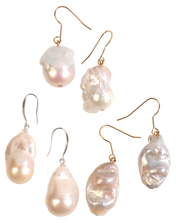 THREE PAIRS OF BAROQUE PEARL EARRINGS