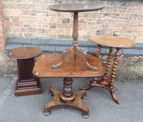 FOUR MAHOGANY OCCASIONAL TABLES