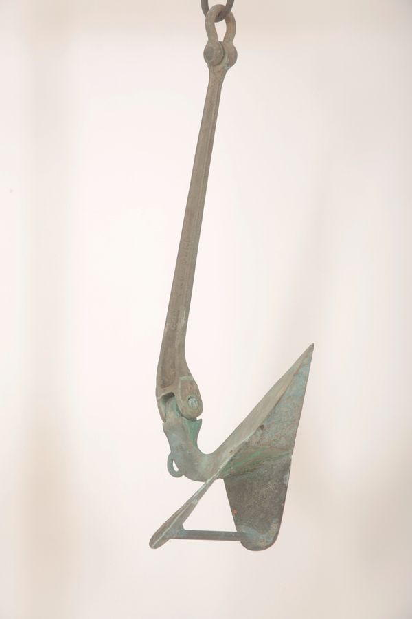 A VERDIGRIS PATINATED BRONZE ANCHOR