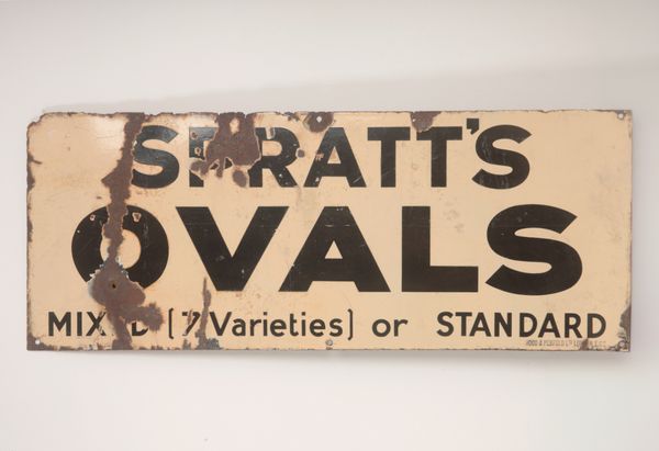 A 'SPRATT'S OVALS' DOG BISCUIT ENAMEL ADVERTISING SIGN