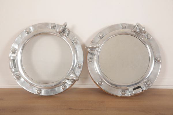 TWO CHROMED METAL PORTHOLES