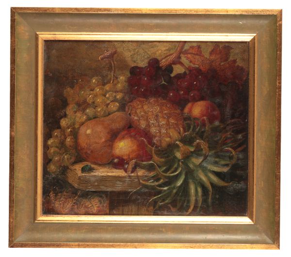 HENRY ARCHIBALD MAJOR (1829-1902) A still life study of a pineapple, grapes and other fruits on a ledge