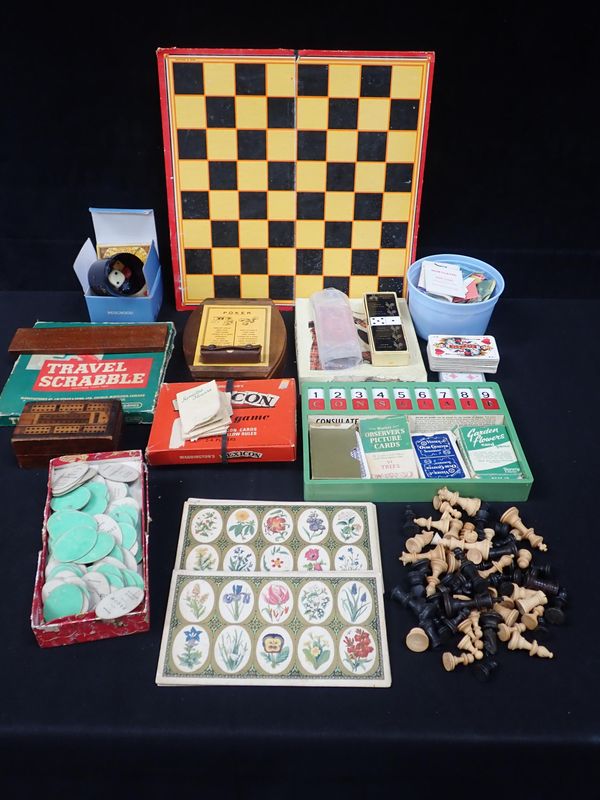 A COLLECTION OF GAMES, PLAYING CARDS ETC