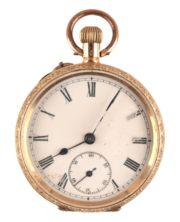 AN 18CT GOLD OPEN FACE FOB WATCH