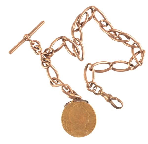 A 9CT GOLD WATCH CHAIN