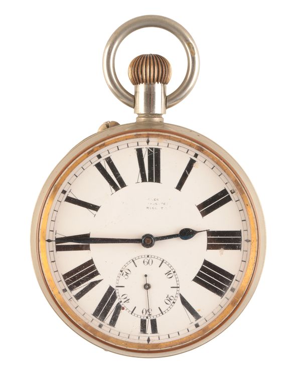 GOLIATH: A NICKEL-PLATED OPEN FACE POCKET WATCH