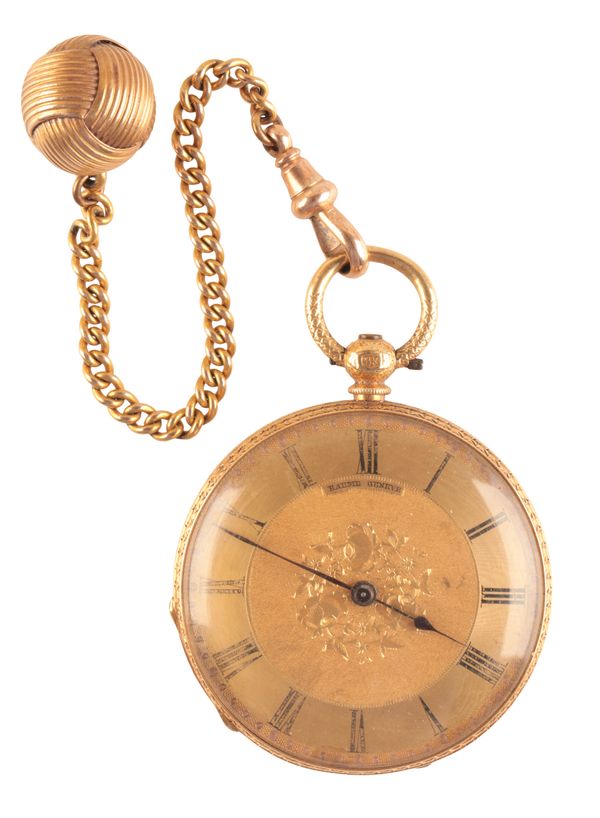 AN 18CT GOLD OPEN FACE POCKET WATCH