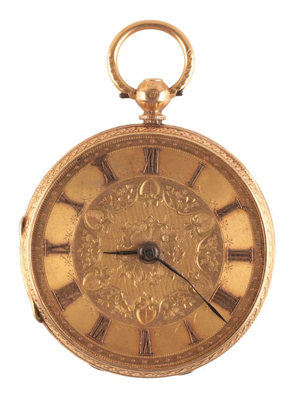 AN 18CT GOLD OPEN FACE POCKET WATCH
