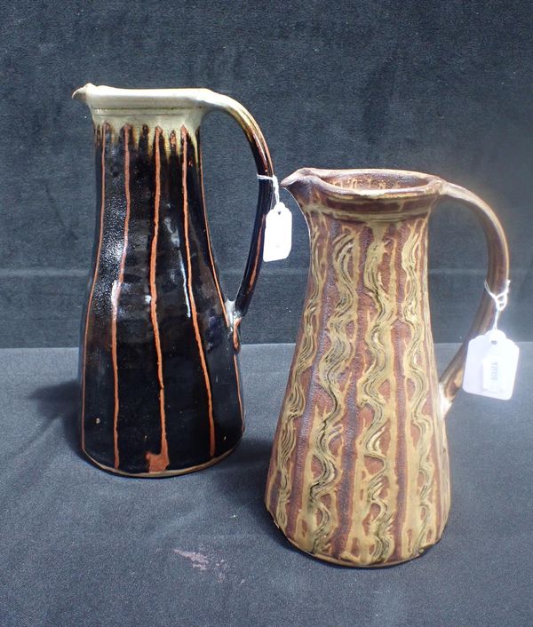 TWO PAUL GREEN ABBEY POTTERY STUDIO POTTERY JUGS