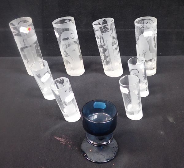 A WEDGWOOD STENNETT WILSON GLASS CANDLEHOLDER