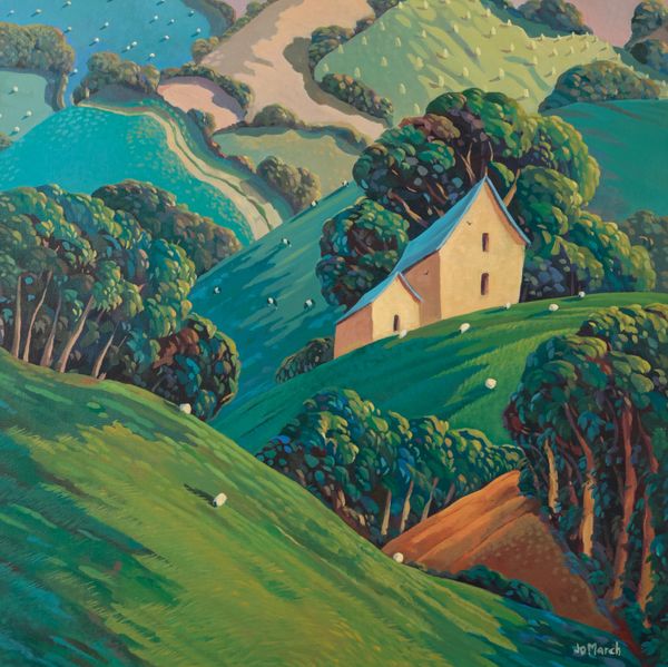 *JO MARCH (B.1962) Rural landscape with rolling hills