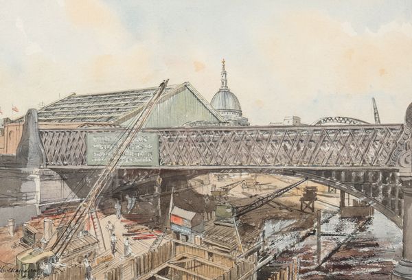 *KARL HAGEDORN (1889-1969) 'Building the Underpass at Blackfriars'