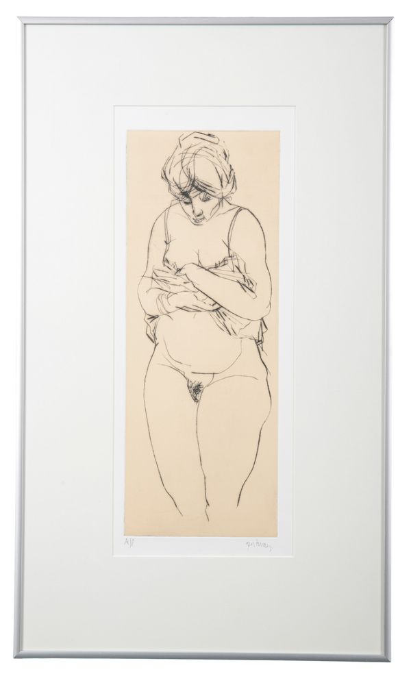 *DOUGLAS PORTWAY (1922-1993) Standing female nude with head bowed