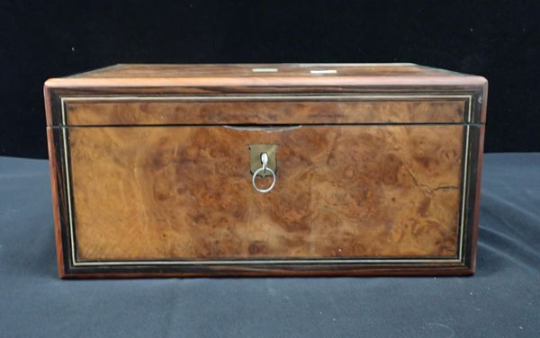 A VICTORIAN BURR WALNUT WRITING BOX