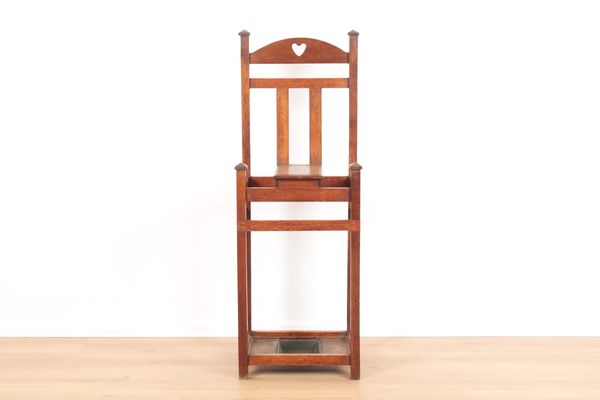 AN ARTS AND CRAFTS OAK HALL STAND