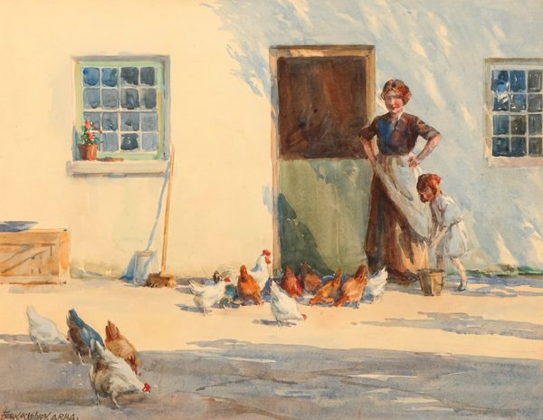 *FRANK MCKELVEY RHA (1895-1974) Feeding the chickens
