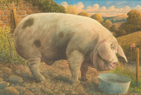 *JAMES LYNCH (B.1956) A pig in a bucolic landscape