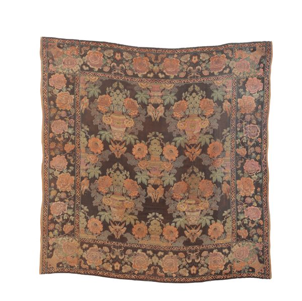 A SILK BROCADE TEXTILE WALL HANGING