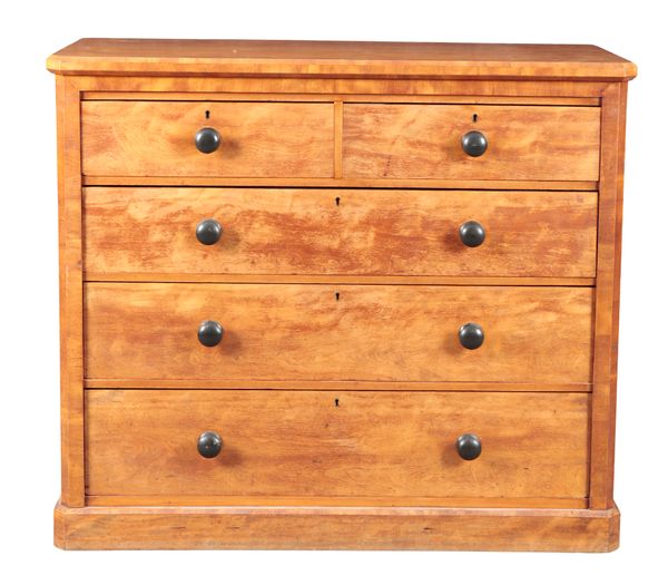 A VICTORIAN SATINWOOD CHEST OF DRAWERS