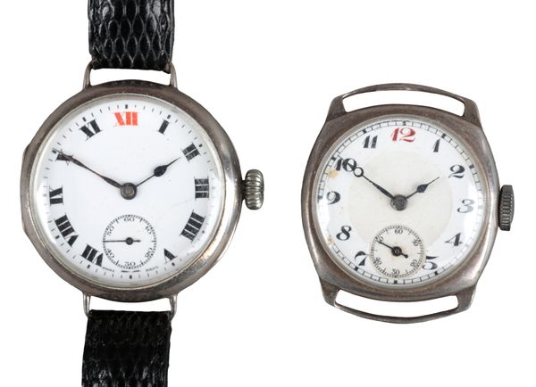 ZENITH: A SILVER CASED TRENCH WATCH