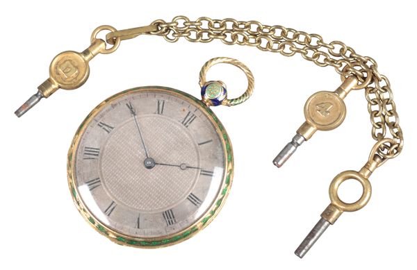 WILDENHAM OF LONDON: A 18CT GOLD OPEN FACE POCKET WATCH