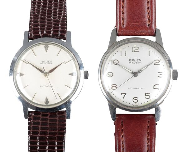 GRUEN: A STAINLESS STEEL WRISTWATCH