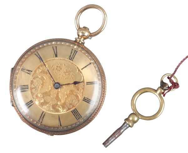 AN 18CT GOLD OPEN FACE POCKET WATCH