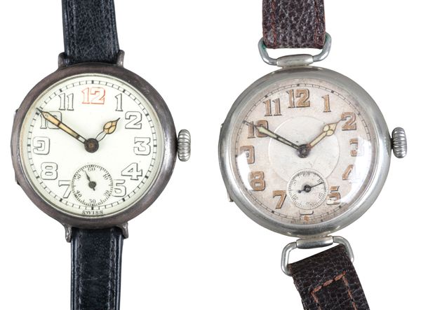 A SILVER CASE TRENCH WATCH